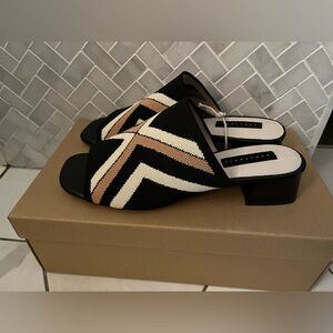 Sanctuary Black and Cream Patterned Mules